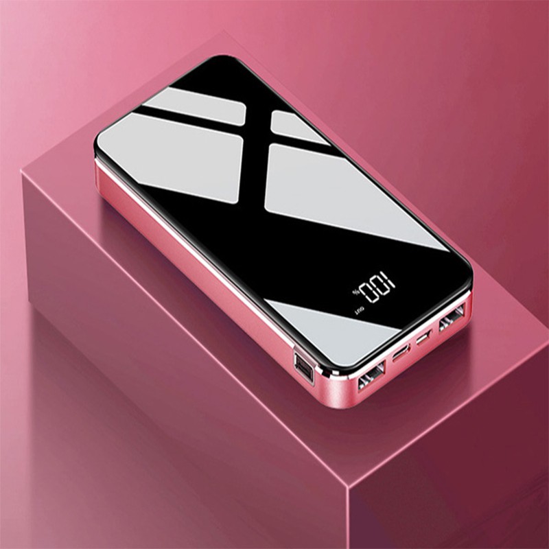 Sạc Pin dự phòng Sạc dự phòng 50000mah mặt gương đen nhanh 2 cổng USB Có đèn pin