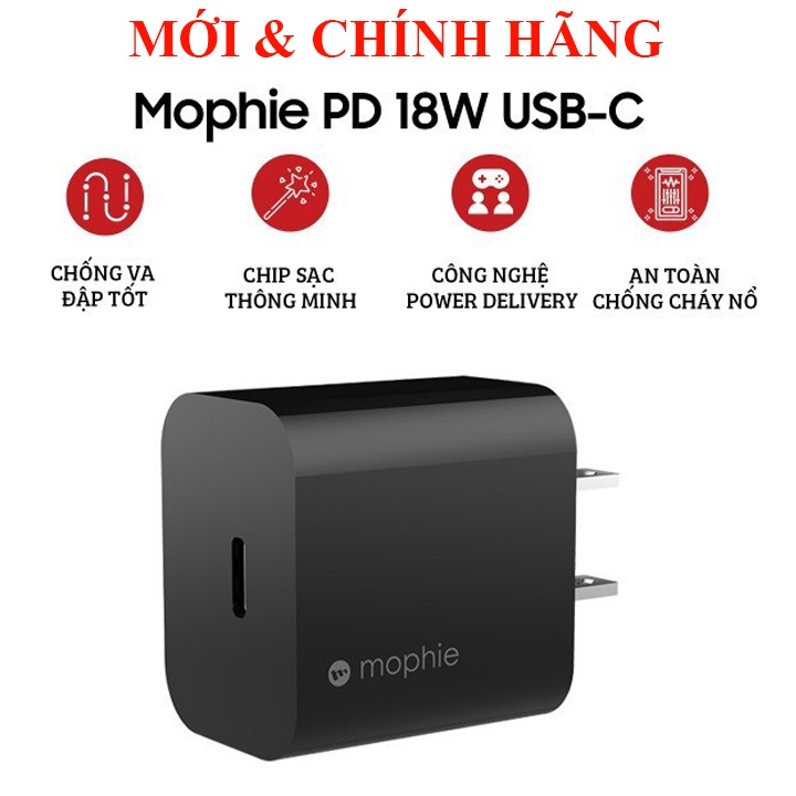 Sạc nhanh đạt chuẩn MFi Thương hiệu Mỹ Mophie Power Delivery 20W, 18W
