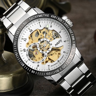 C08 Đồng hồ cơ nam NARY 18026 lộ máy