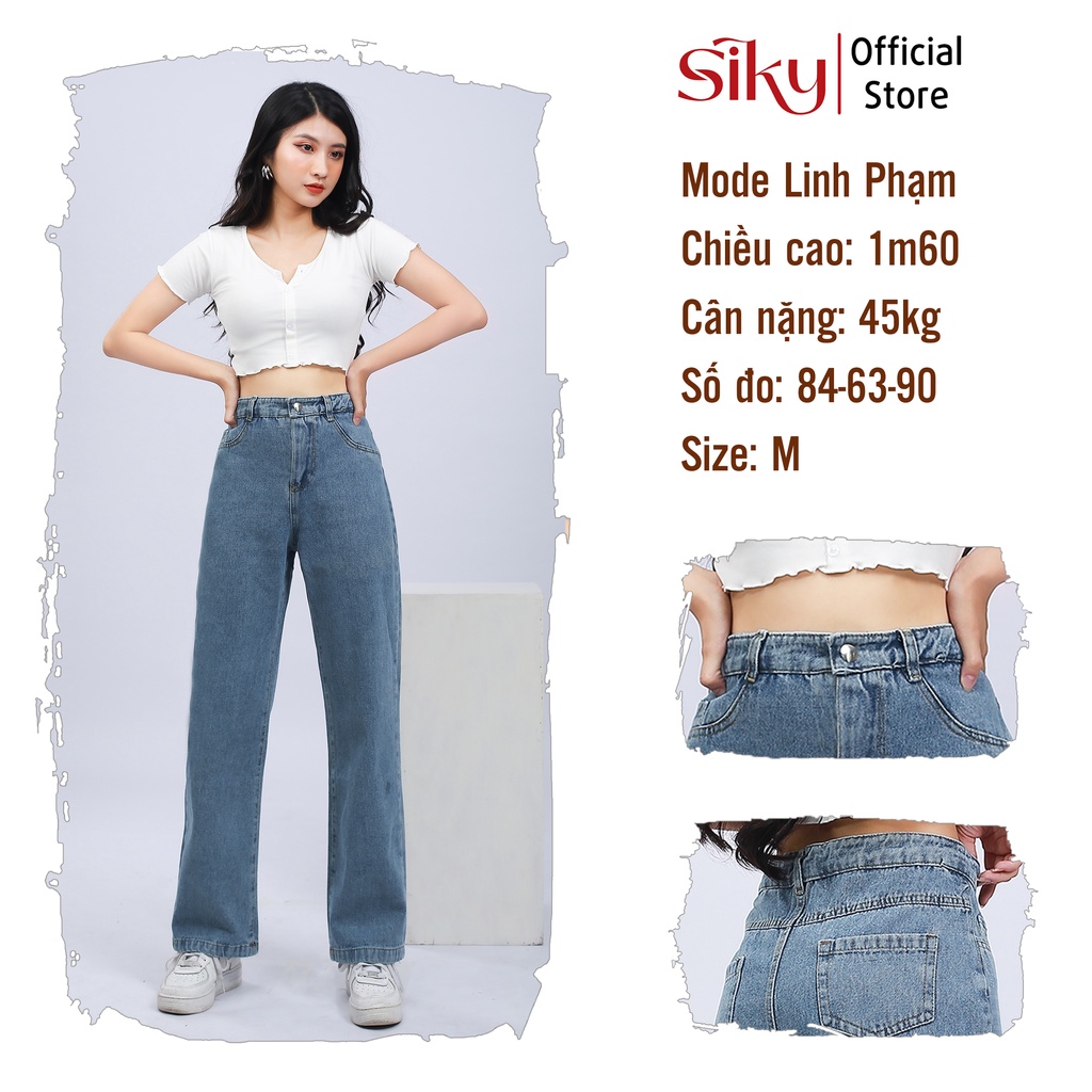 Quần jeans nữ SIKY ống rộng cao cấp - 3132