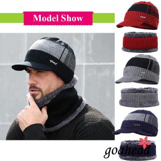 Set mũ len có vành lưỡi trai + khăn choàng cổ ấm áp thời trang nam tiện dụng