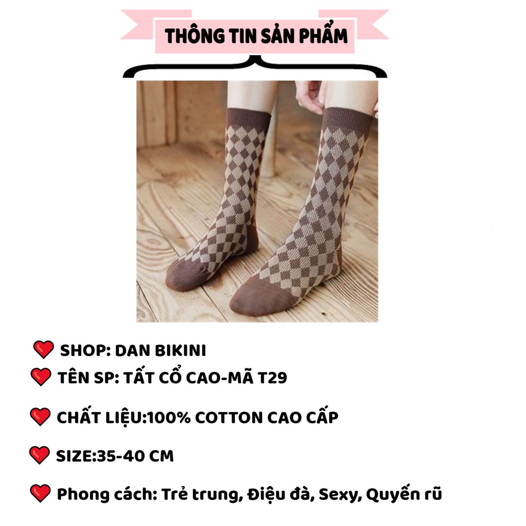 Tất Nữ Cổ Cao thiết kế Phong Cách Vintage Hàn Quốc cao cấp MÃ T29