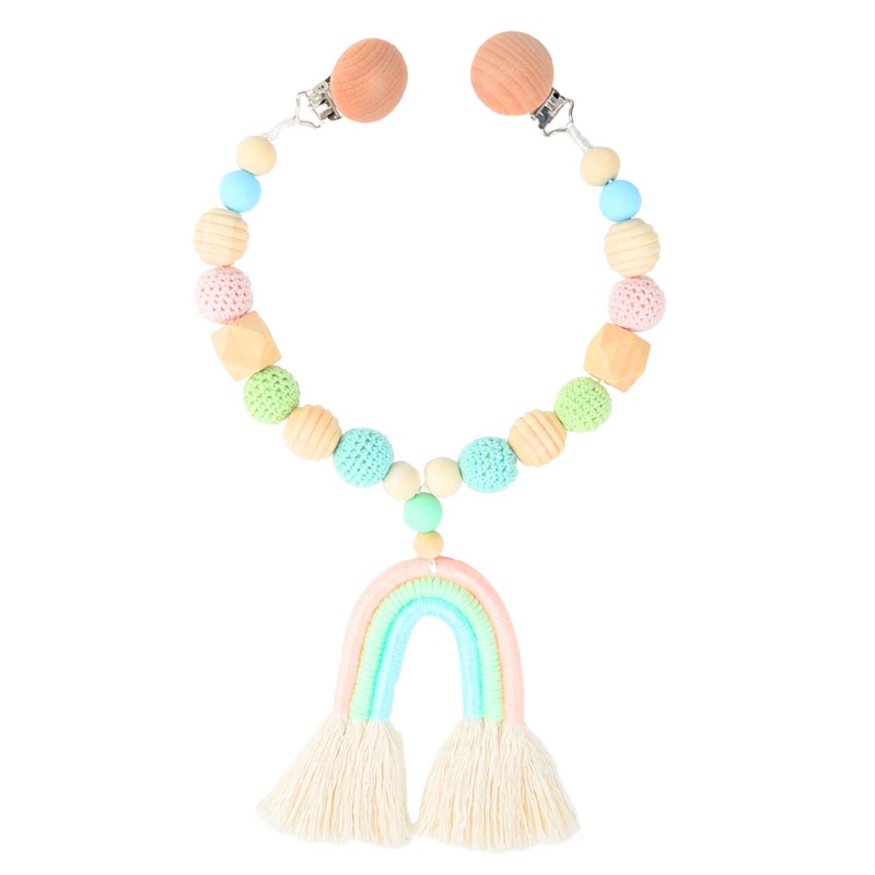 Dây Đeo Núm Vú Giả Có Kẹp Treo Xe Đẩy Em Bé Sơ Sinh