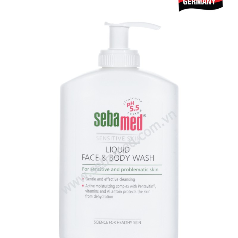 Sữa rửa mặt và tắm toàn thân cho da nhạy cảm Sebamed pH5.5 Liquid Face Body Wash 300m