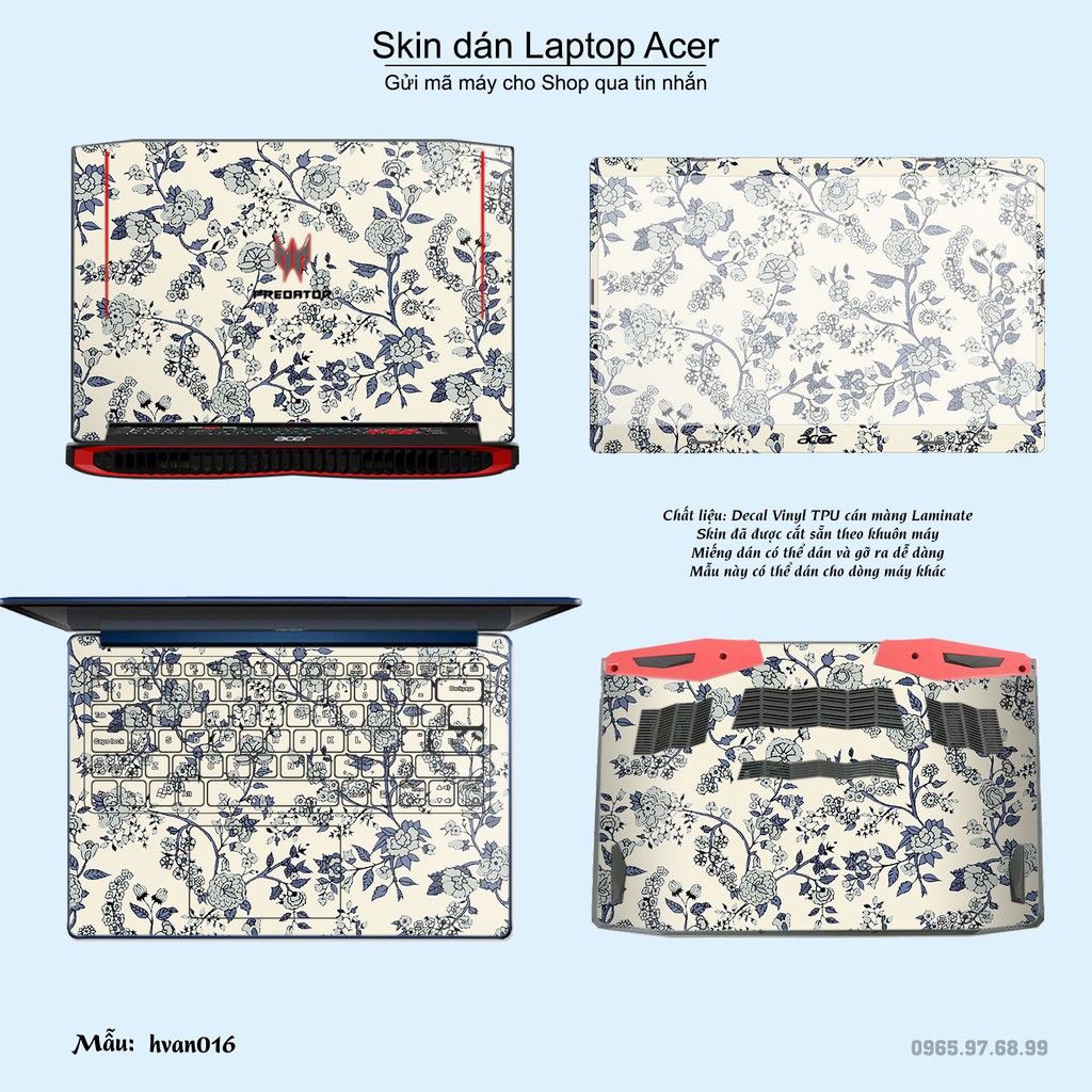 Skin dán Laptop Acer in hình Hoa văn nhiều mẫu 3 (inbox mã máy cho Shop)