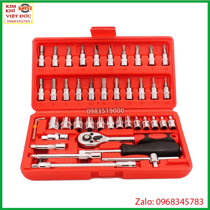 💎FREESHIP💎 Bộ Dụng Cụ Sửa Chữa Đa Năng 46 Chi Tiết - Bộ Khẩu Sửa Chữa Ô Tô, Xe Máy Hàng Loại 1