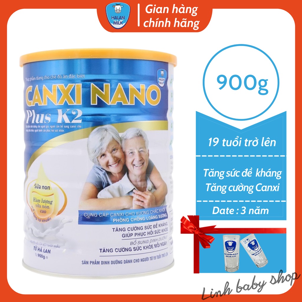 Sữa Canxi nano plus k2 900g - Tăng cường canxi, tăng sức đề kháng, phục hồi sức khỏe,Halnamilk