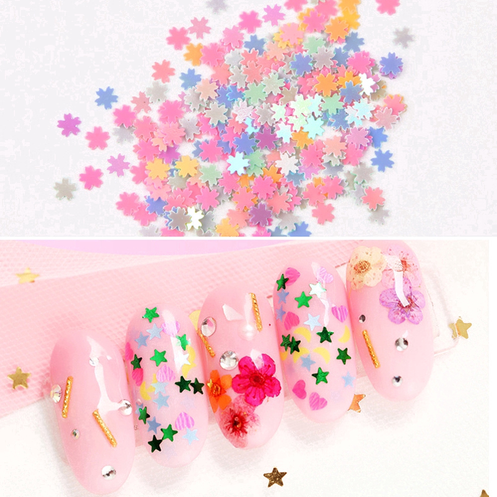 XIJING-COD Fashion Shiny Colorful Heart Star Flower Shape Nail Sticker Woman Manicure DIY Nail Art