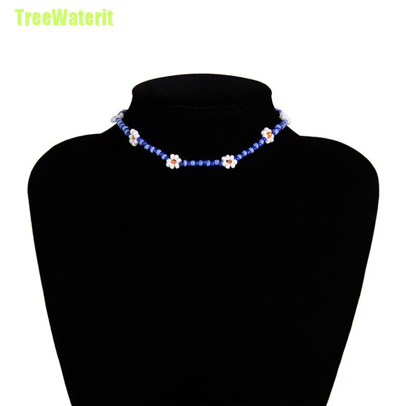 Vòng cổ Choker xâu chuỗi hạt phối hoa phong cách boho cho nữ