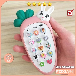 Điện thoại đồ chơi-Điện thoại thông minh cà hình rốt-củ cải-thỏ đáng yêu-phát nhạc vui nhộn cho bé-phát triển IQ-EQ
