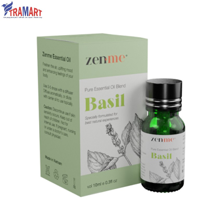 Lọ tinh dầu thiên nhiên Organic Zenme ZEN1995 10ml Basil (Húng Quế)