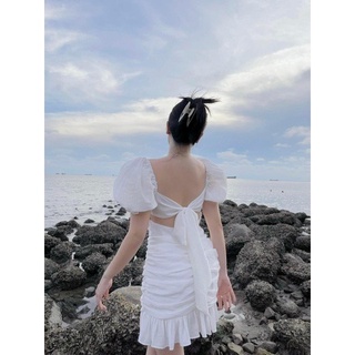 Đầm voan thắt nơ sau lưng