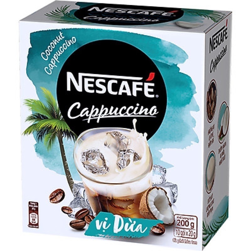 [COMBO SIÊU RẺ] 2 Cà Phê Nescafe: 1 Cappuccino Vị Dừa (Hộp 10 Gói x 20g) + 1 Cappuccino Vị Caramel (Hộp 10 Gói x 20g)