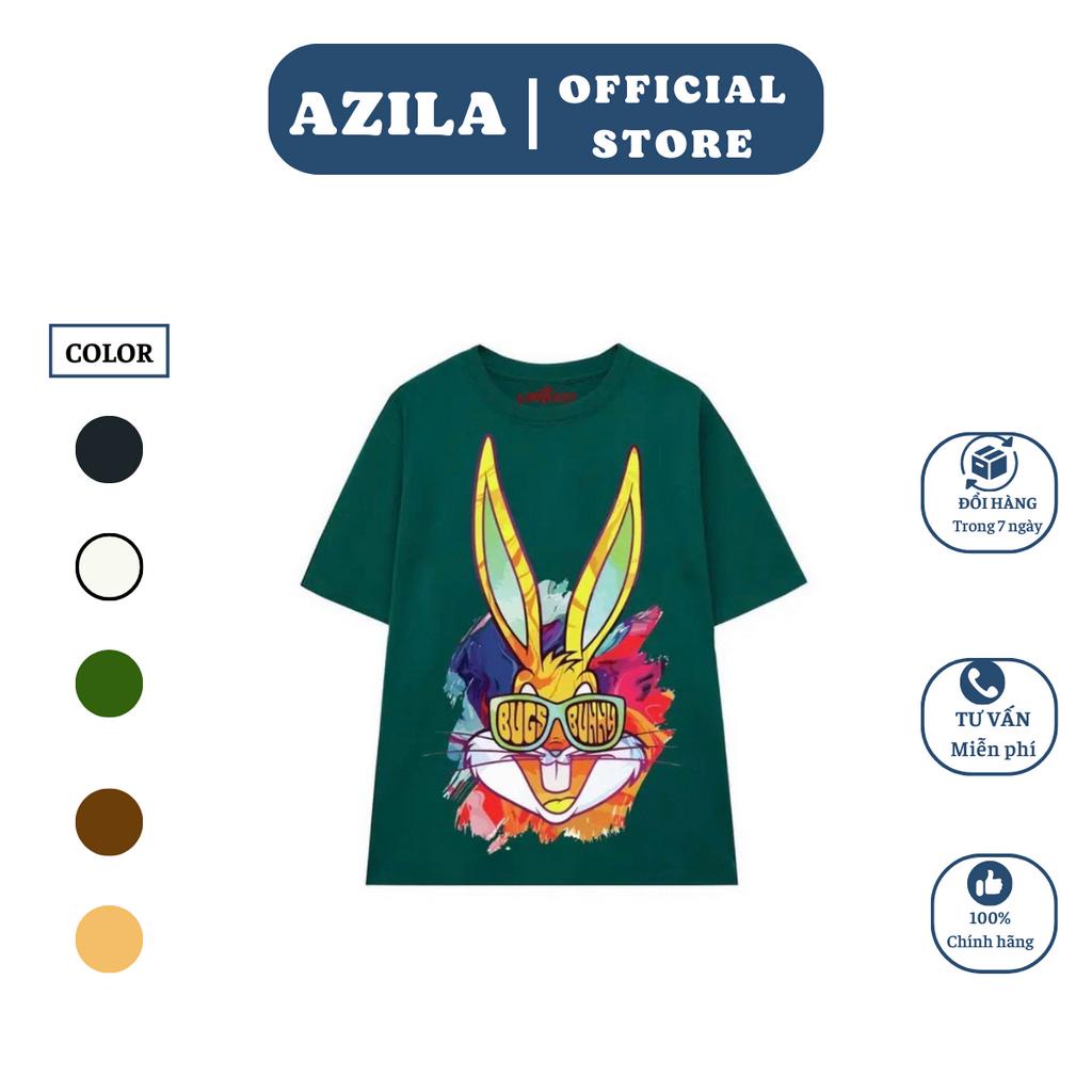 Áo thun Rabit Bugg thương hiêu AZILA212 Tay lỡ From rộng chất liệu cotton 260Gsm