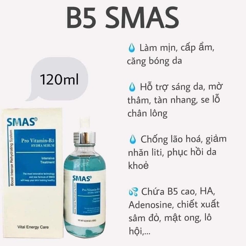 Serum Cấp Ẩm Phục Hồi Smas B5 120ml và HA 100ml