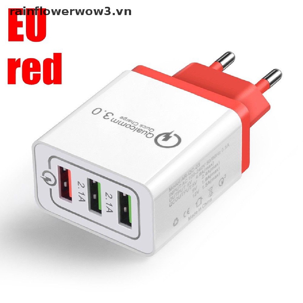 Cốc Sạc Nhanh 3 Cổng USB QC 3.0 30W 2018