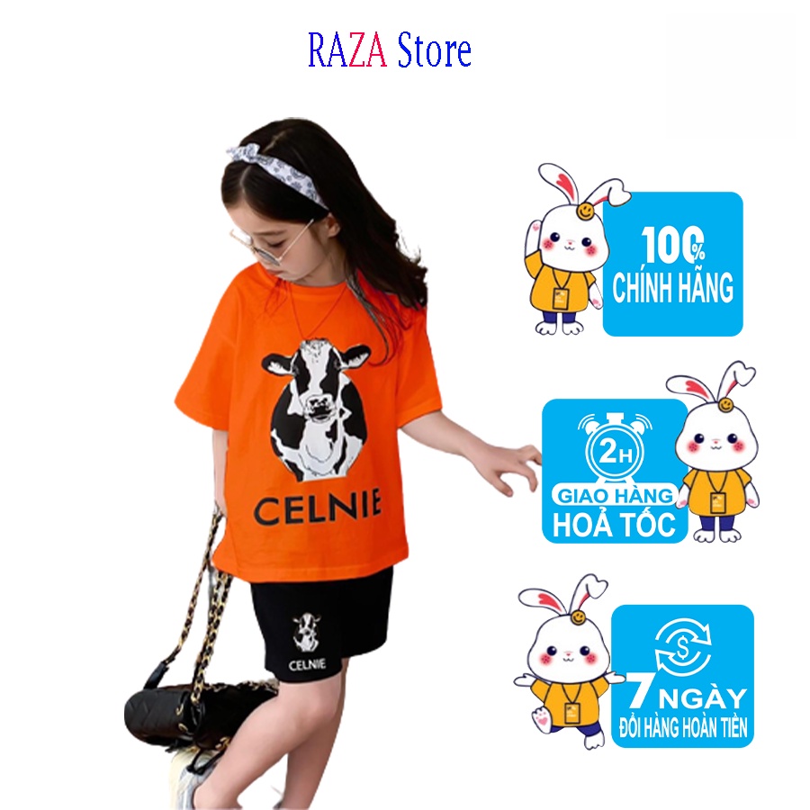 Đồ bộ bé gái RAZA Store chất Vải 100% coton cao cấp cho bé 16-36kg RZM3