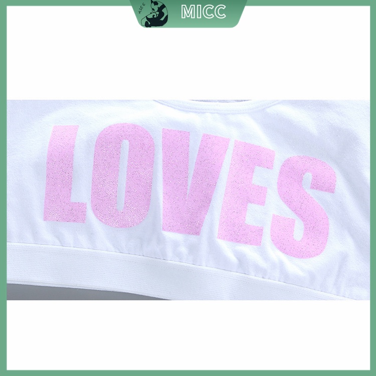 Áo Ngực Cotton Màu Trắng Đen In Chữ LOVE Cho Bé Gái