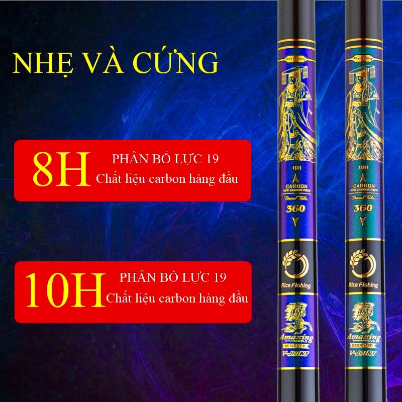 Cần Câu Tay Rice Fishing Tần Vương độ cứng 8H , 10H siêu nhẹ chuyên câu đài, câu đơn CC-20