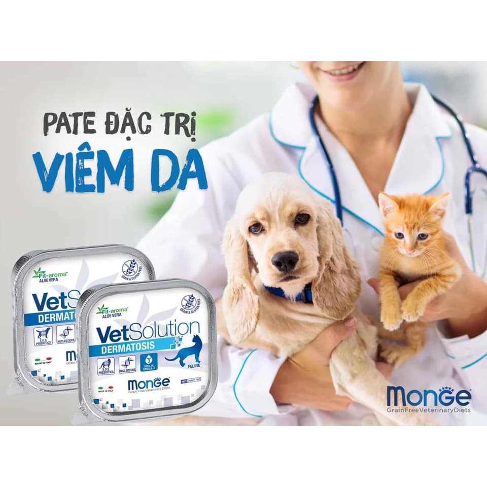 Pate cho chó Monge vet solution lon 100g, thức ăn cho cún cưng bệnh Con Mèo Xiêm