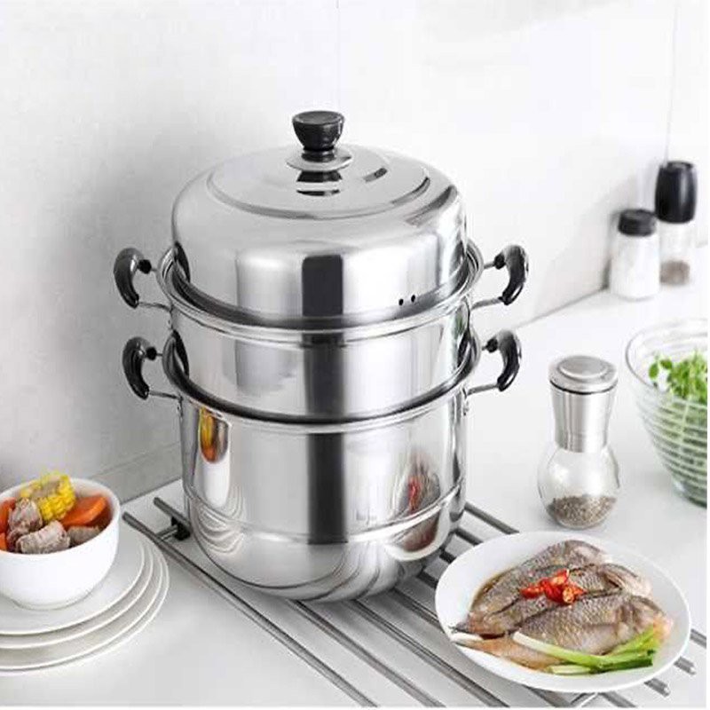 Nồi Hấp 3 Tầng - Nồi Hấp Inox Đa Năng 3 Tầng Dùng Cho Cả Bếp Từ Và Bếp Ga