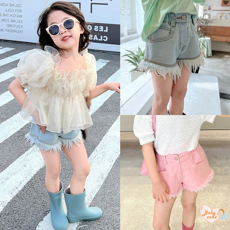 Quần Short Jean Ống Rộng Màu Sắc Ngọt Ngào Cho Bé 3-8 Tuổi
