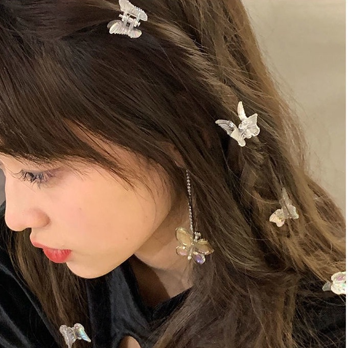 ✨✨Kẹp Tóc Hình Bướm Mini Trong Suốt Dành Cho Nữ