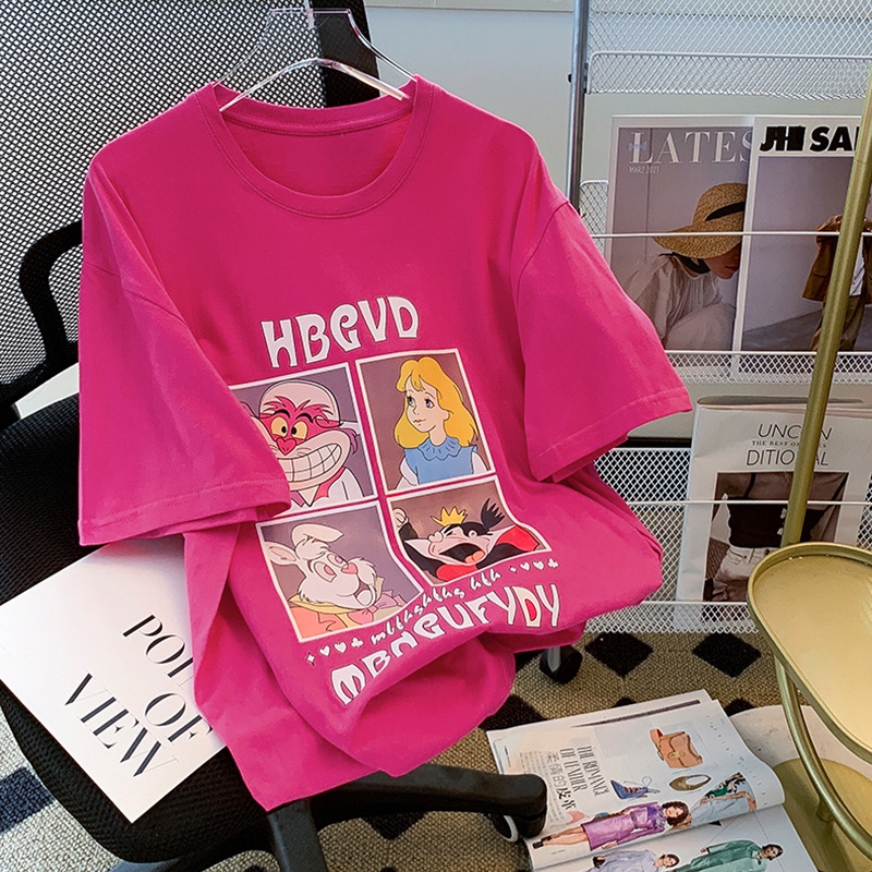 Áo thun HIIXIIVI 100% cotton tay ngắn cổ tròn in hình thời trang mùa hè phong cách Hàn Quốc 2022 dành cho nữ