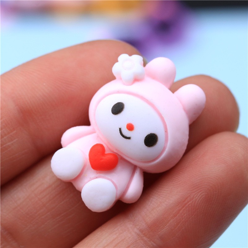 Charm (C390) slime/ Dụng Cụ Charm Trang Trí [Ko Keo &amp; Nút] Bé Thỏ Hồng Xinh Xắn