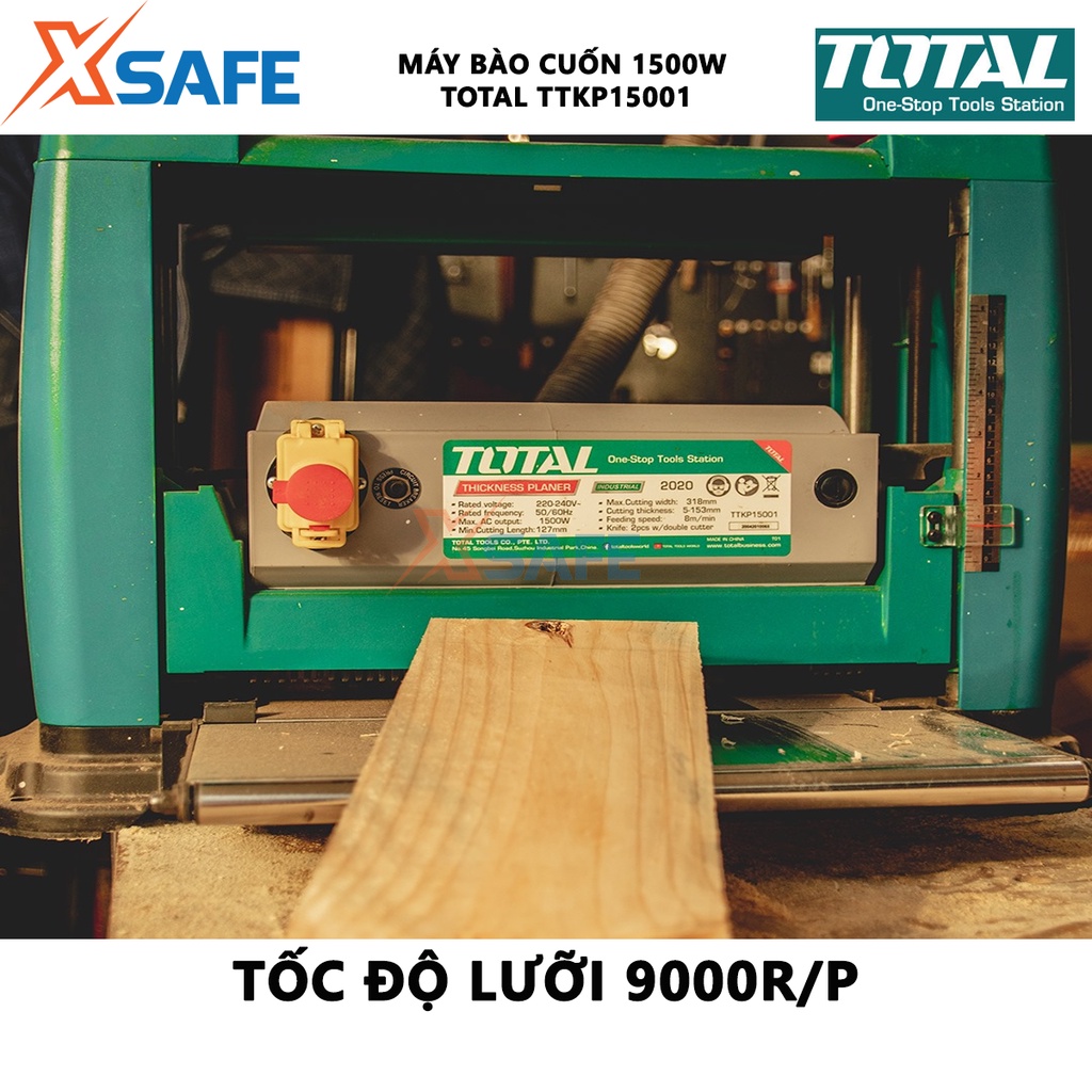 Máy bào cuốn TOTAL TTKP15001 | máy bào gỗ công suất 1500W chiều dài cắt tối thiểu 127mm chiều rộng cắt tối đa 318mm