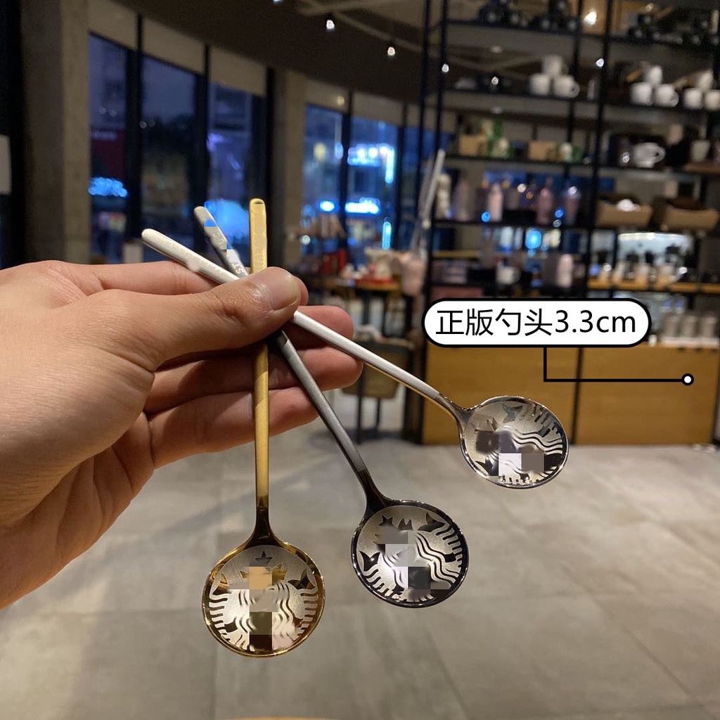 Set 4 thìa , muỗng Starbuck inox 304 mạ vàng cực xinh