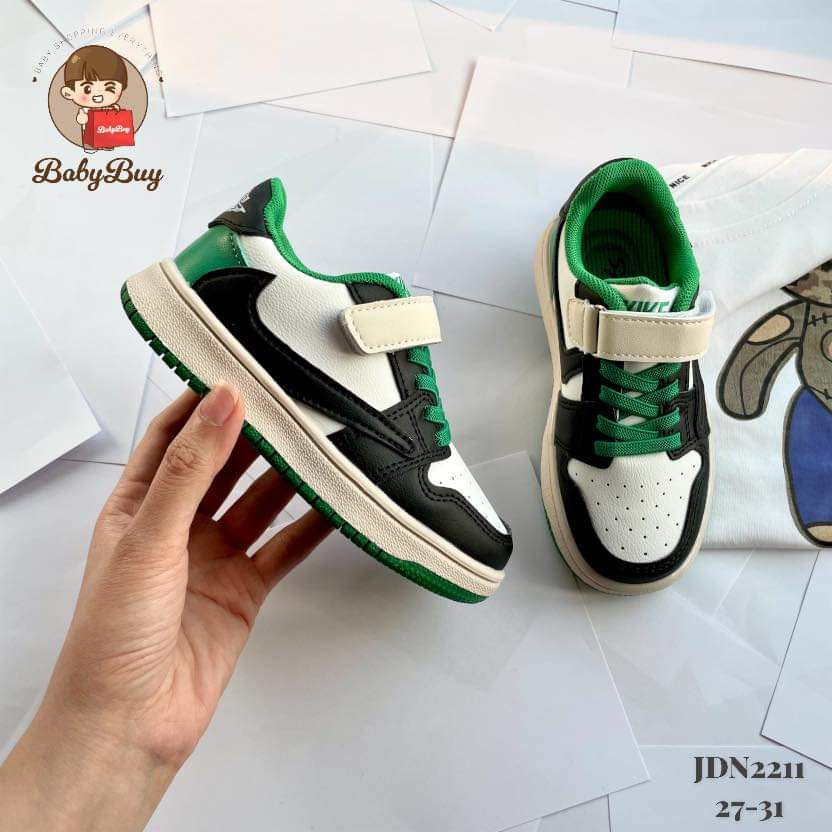GIÀY BÉ TRAI , GIÀY SNEAKER CHO BÉ ,GIÀY JD TRẺ EM XANH LÁ