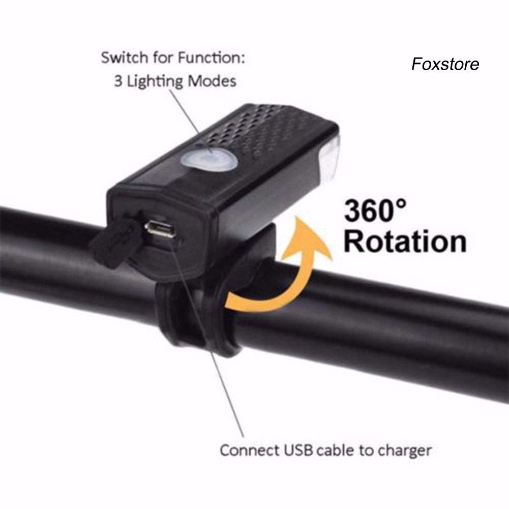 Đèn LED USB xoay 360 độ gắn phía trước và sau xe đạp