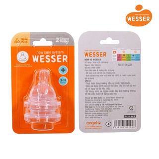 [CHÍNH HÃNG] Bộ Đôi Núm Vú Wesser Cổ Rộng Size + (Cho bé 3-18 tháng tuổi)