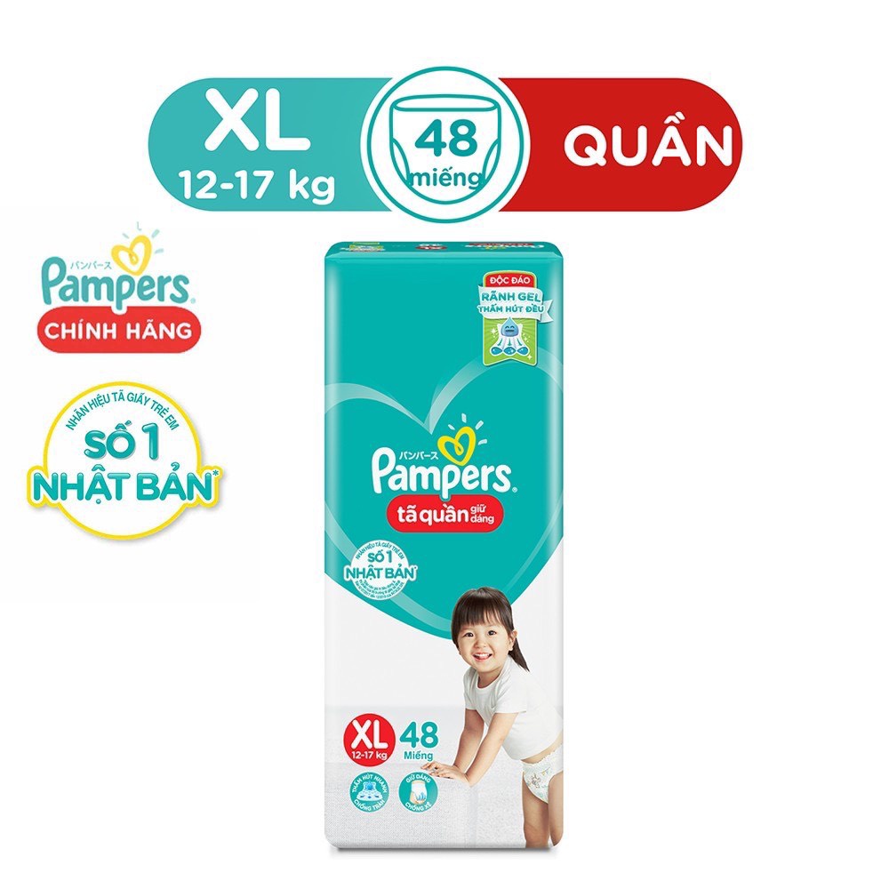 Bỉm Pampers Quần Giữ Dáng Mới Gói Cực Đại M74/L68/XL62/XXL56 - Tã Pamper Gói Đại M60/L54/XL48/XXL44