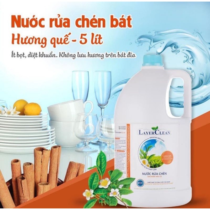 Nước rửa chén bát hữu cơ layer clean hương quả hồng can 5l - ảnh sản phẩm 5