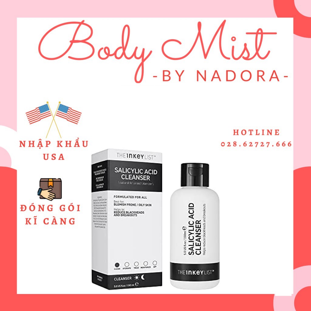 (Không Hộp)Sữa Rửa Mặt Làm Sạch Sâu Kháng Mụn The Inkey List Salicylic Acid Cleanser (150ml)