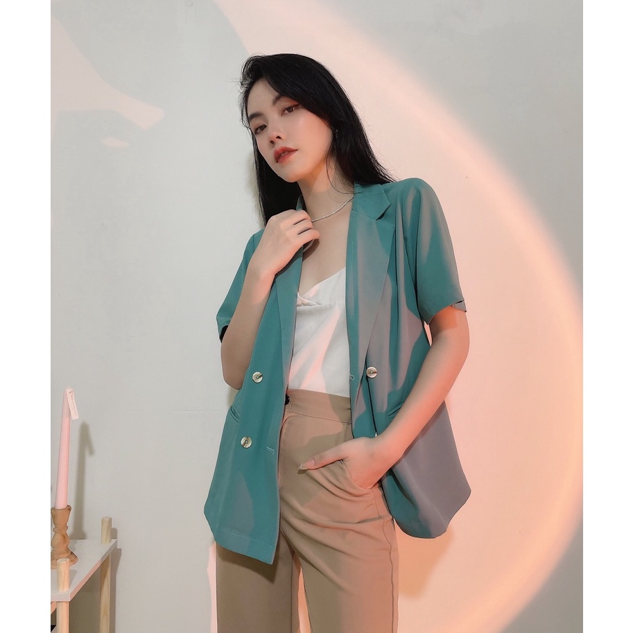 Áo khoác blazer nữ Méo shop dáng cộc tay túi nắp form xuông nhiều màu kiểu Hàn Ulzzang | BigBuy360 - bigbuy360.vn