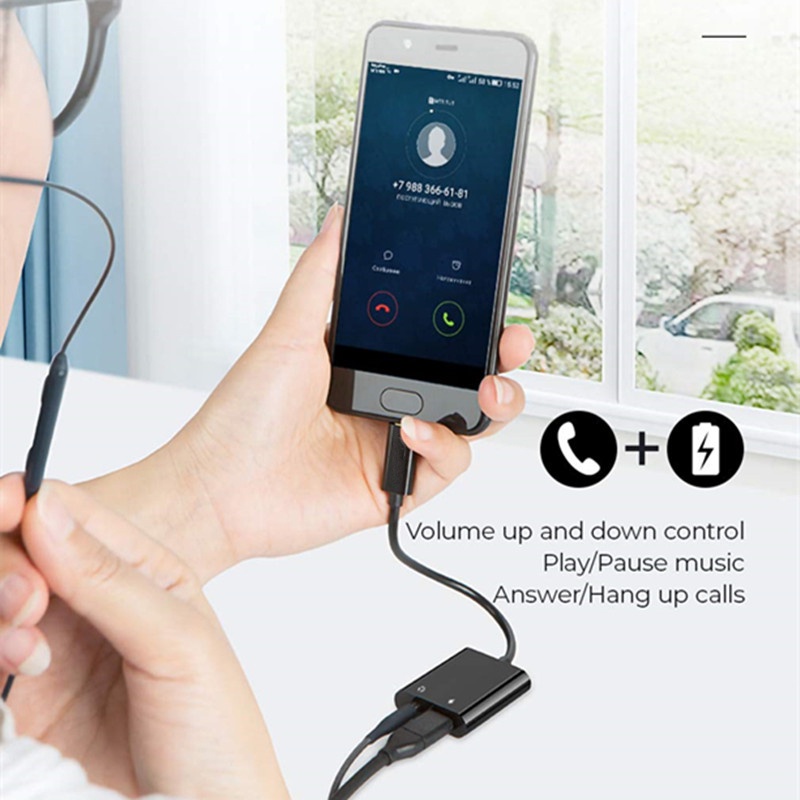 Đầu Chuyển Đổi 2 Trong 1 Type C Sang Jack Tai Nghe 3.5mm Aux Cho samsung oppo