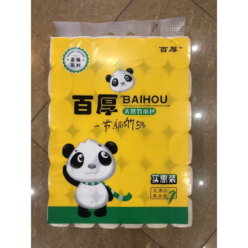 Bịch 36 cuộn giấy vệ sinh gấu trúc baihou chuẩn nội địa trung
