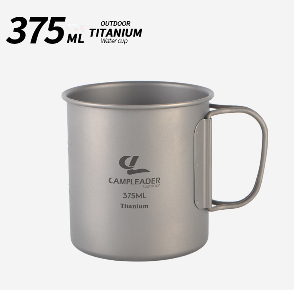 Cốc Uống Nước Bằng Titan Siêu Nhẹ Có Nắp Đậy Và Tay Cầm 2 Kích Thước 250 / 375ml