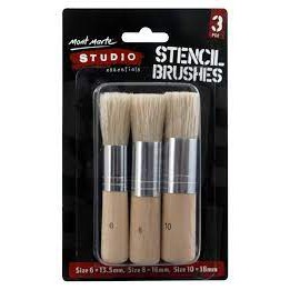 Bộ cọ vẽ đầu tròn lông lợn, cọ vẽ Stencil Brushes set 3 cây Mont Marte