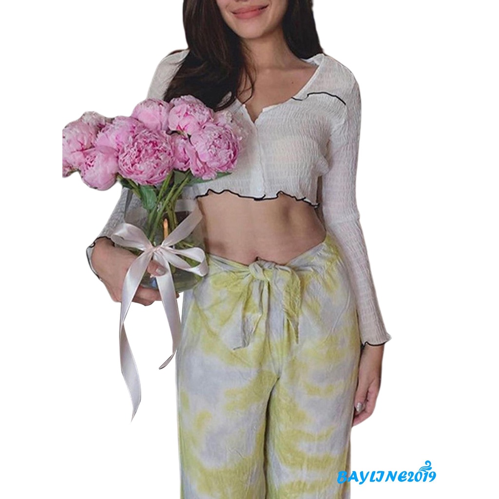 Áo Nữ Tay Dài Màu Trơn Thời Trang Quyến Rũ