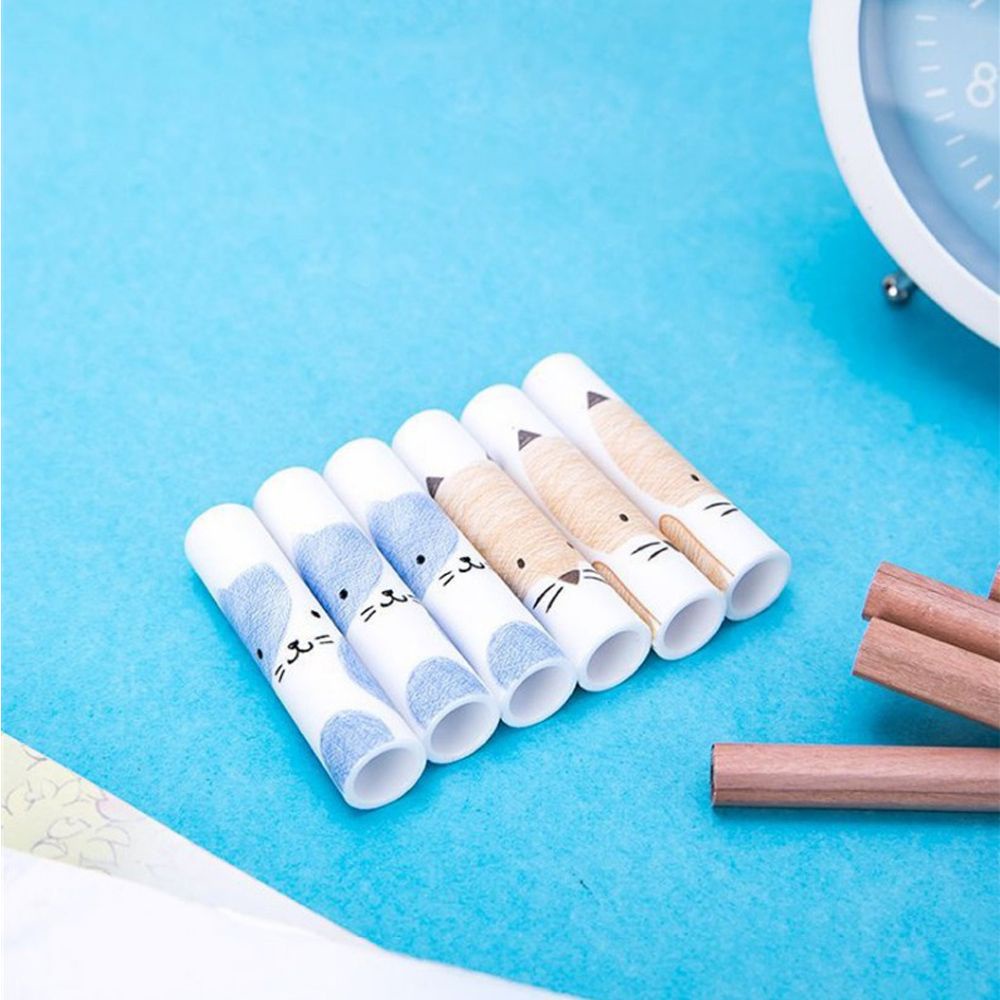 Set 6 nắp gắn bút chì mở rộng nhiều màu dễ thương thông dụng cho trường học