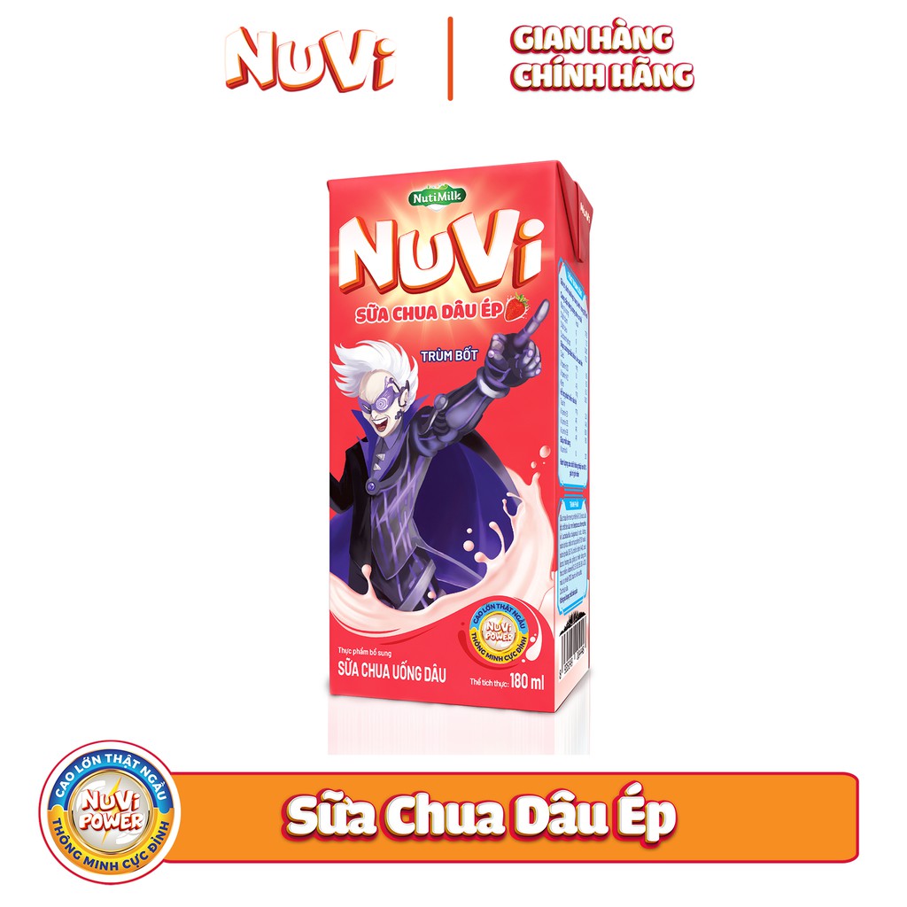 Thùng 48 hộp NuVi Sữa chua uống dâu ép 180ml/hộp