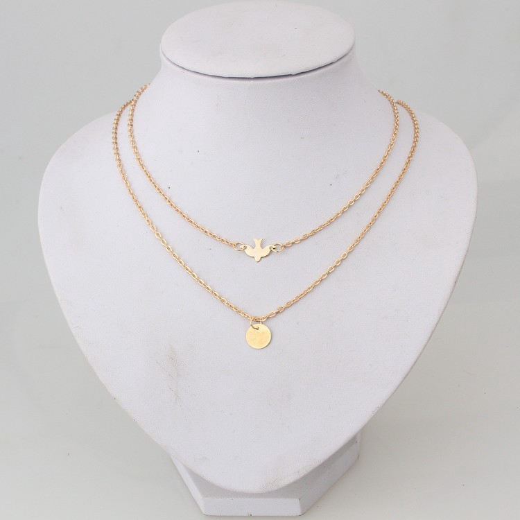 Ins Fashion Coin Pendant Necklace Multi Layer Gold Chain Necklaces