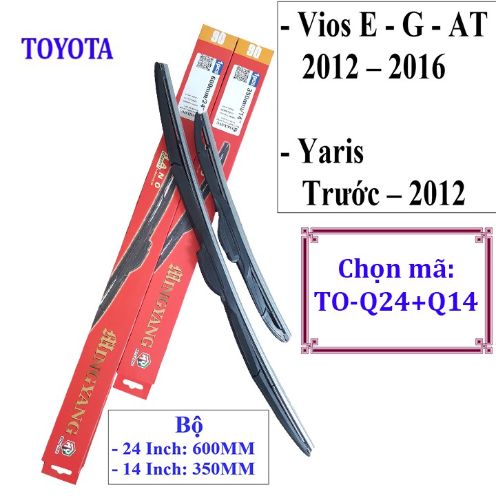 CẦN GẠT MƯA VIOS E G AT 2012–2016 VÀ YARIS 2012 TRỞ XUỐNG - VÀ TẤT CẢ CÁC DÒNG XE KHÁC CỦA TOYOTA