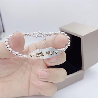 Lắc tay bạc khắc tên cho bé hình đám mây dễ thương, bạc ta nguyên chất