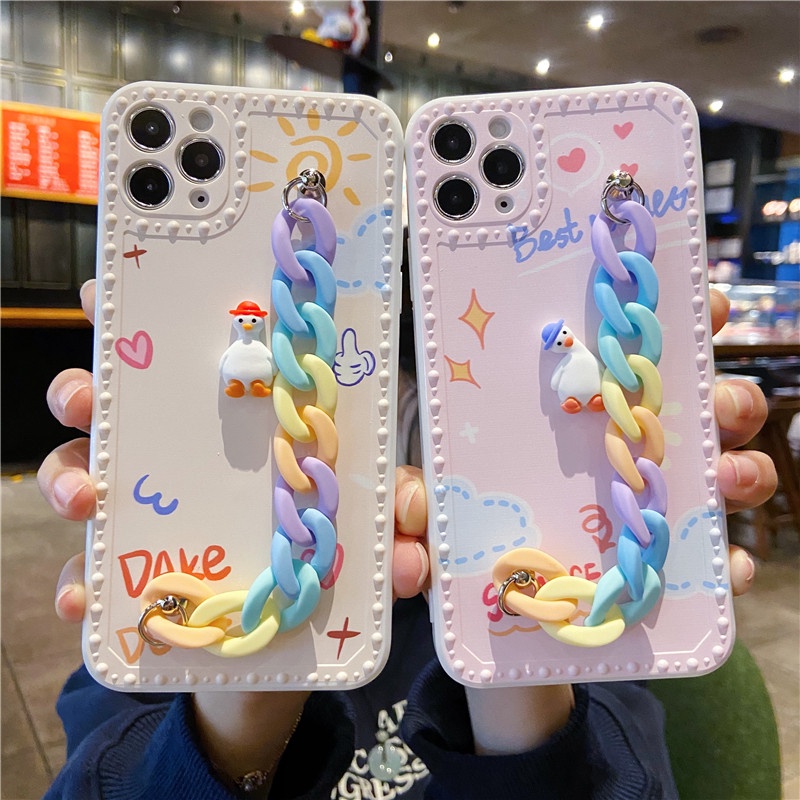 Ốp Điện Thoại Silicon Hình Vịt 3D Có Dây Đeo Cho Xiaomi Redmi 10 9 9A 9C 9T Note10 10Pro 9 9S 9Pro 8 8Pro