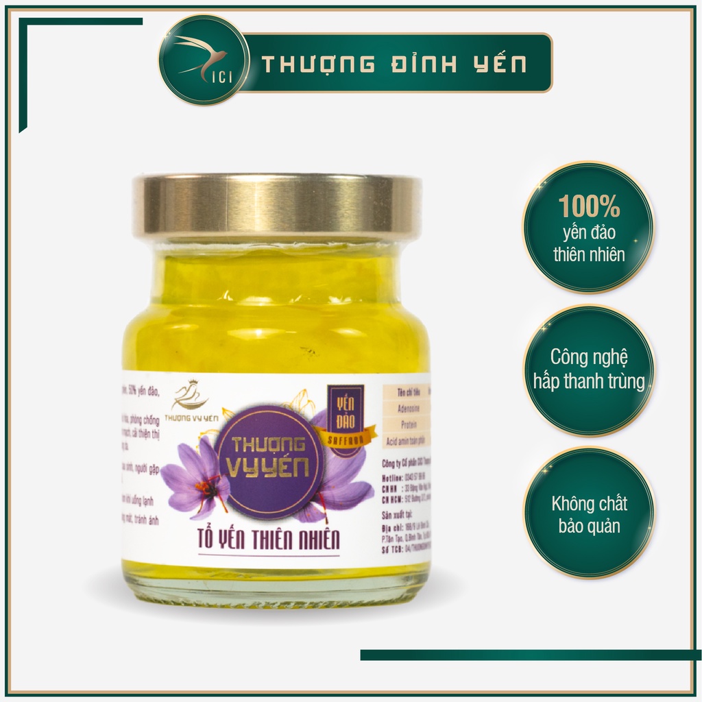 Yến Sào Khánh Hòa Saffron CiCi Thượng Đỉnh Yến hũ Yến Chưng Sẵn 70ml nguyên chất ngăn ngừa lão hóa, giảm mụn, mờ nám